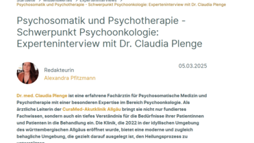 Schwerpunkt Psychoonkologie: Experteninterview mit Dr. Claudia Plenge